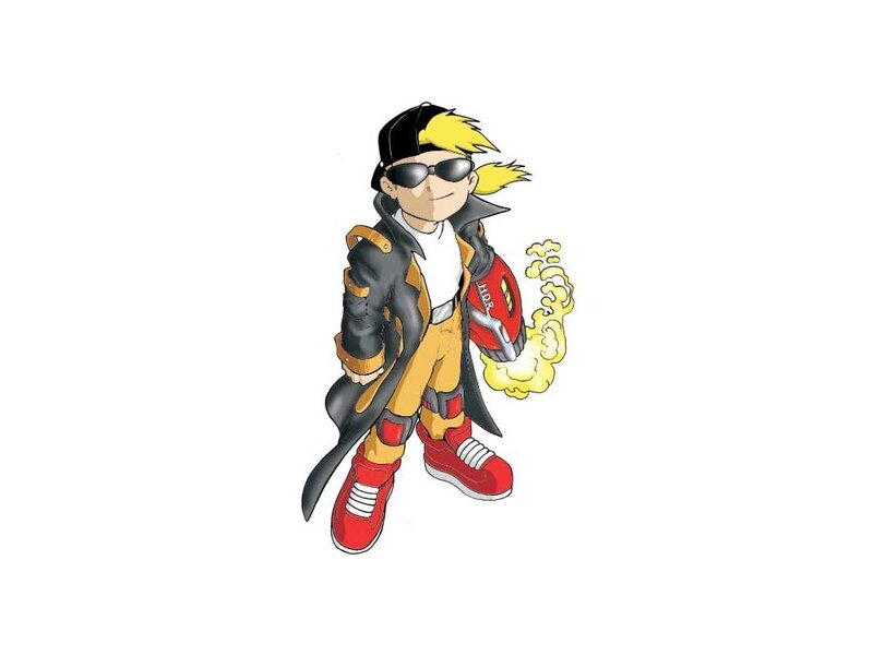 Cartoon Character with Goggles — Yellow