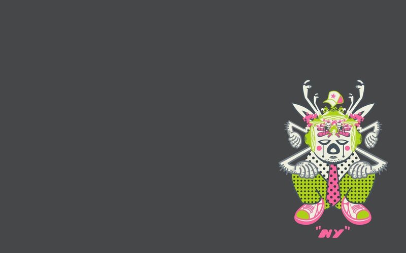 cartoon character with green and pink colors