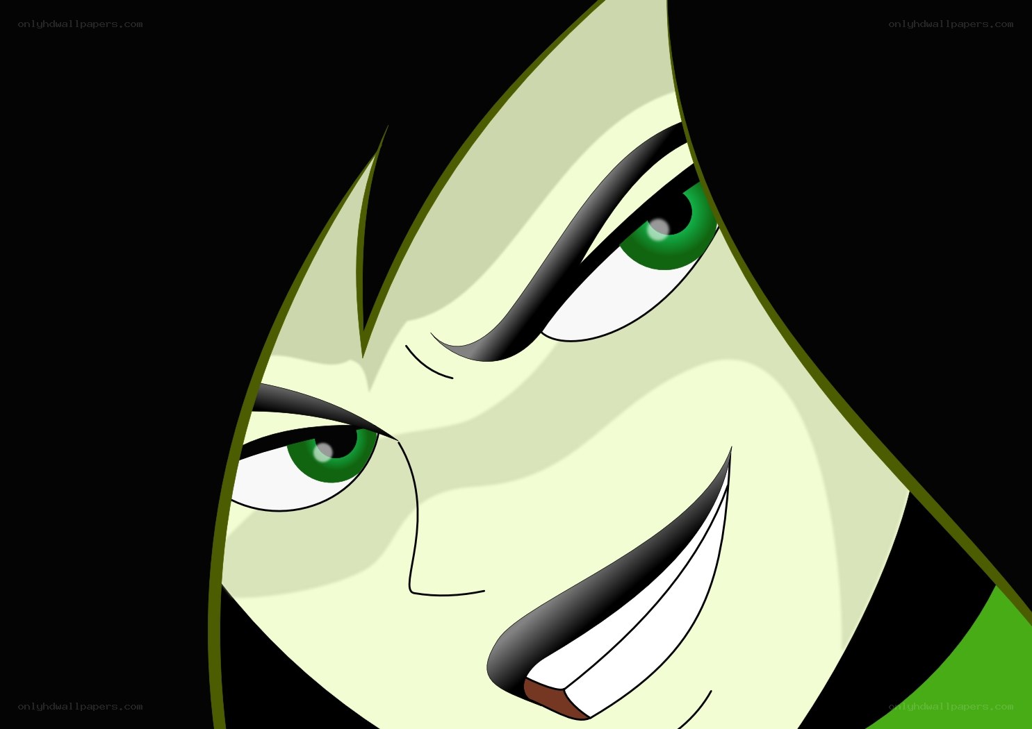 cartoon character with green eyes