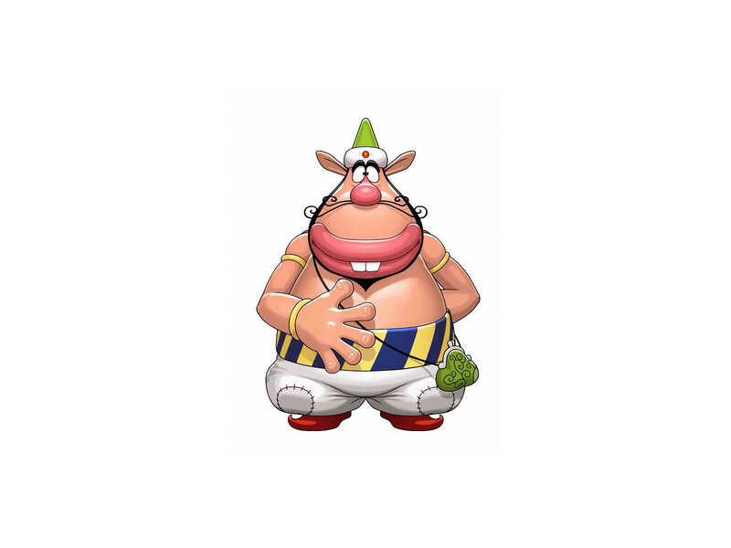 Cartoon Character with Green Hat — White
