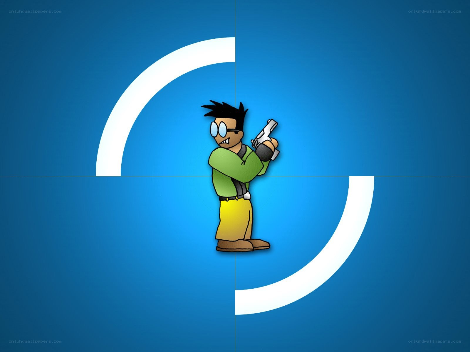 cartoon character with gun