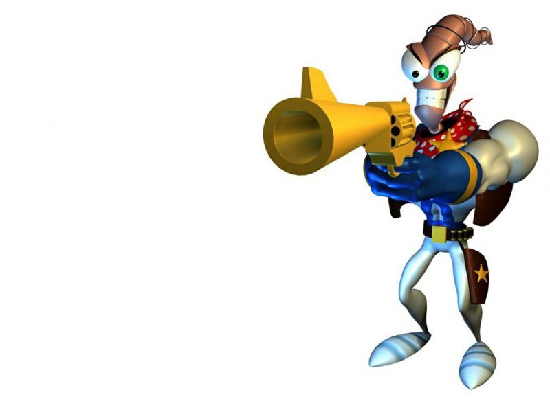 Cartoon Character with Gun — Yellow