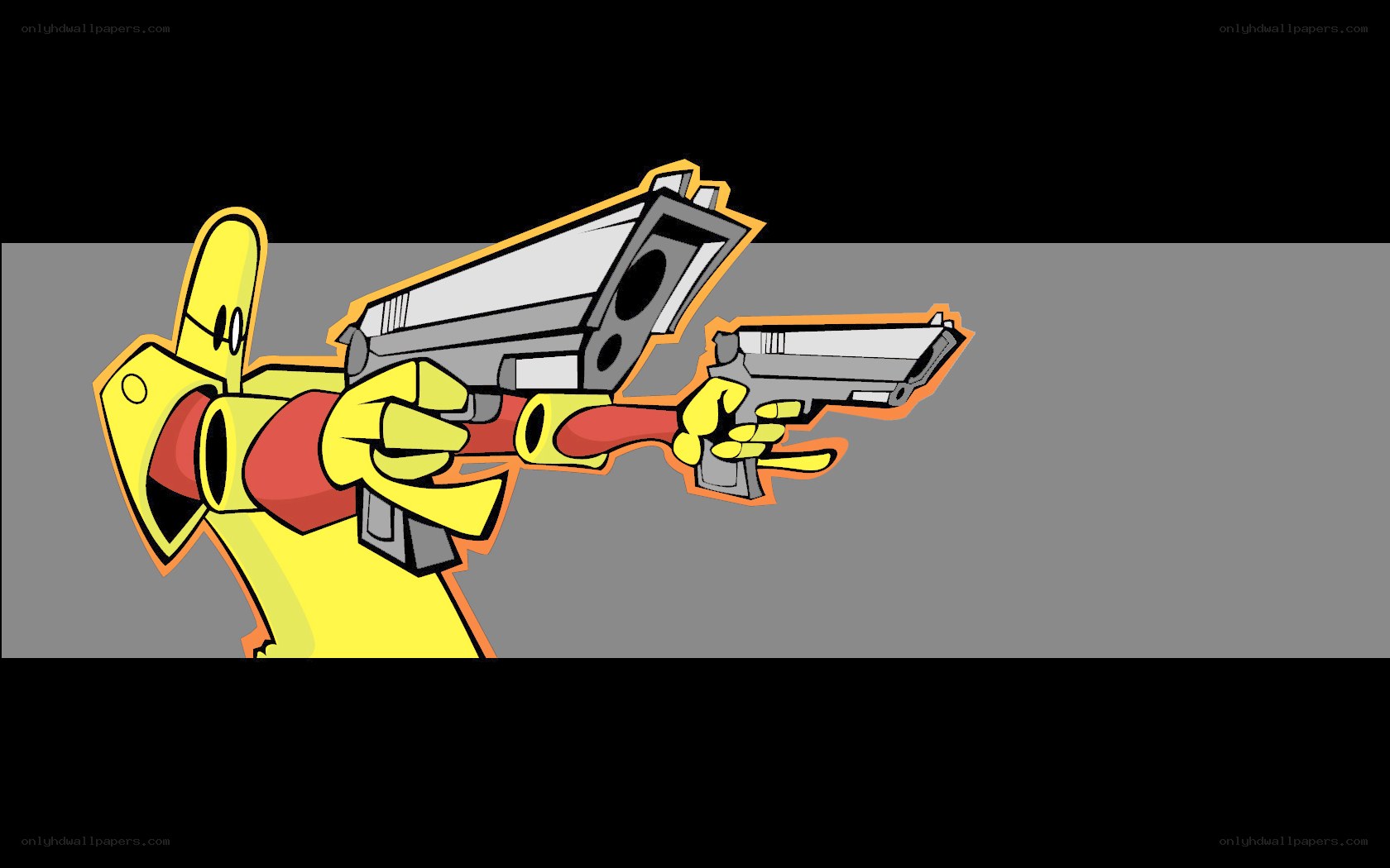 cartoon character with guns