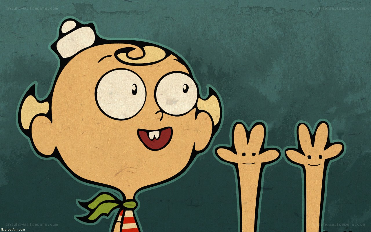 Cartoon character with hands up