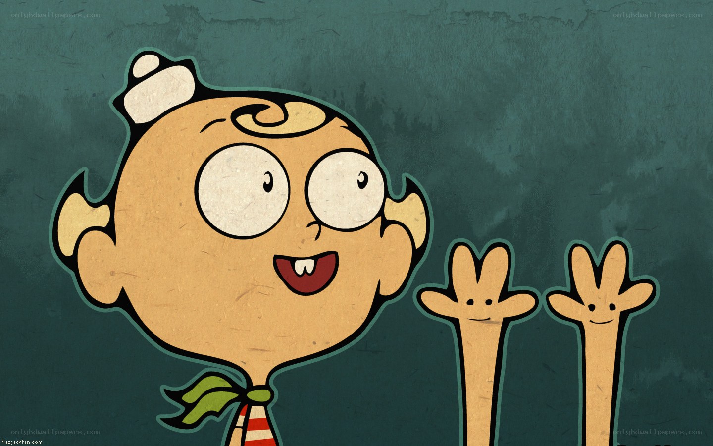 Cartoon character with hands up