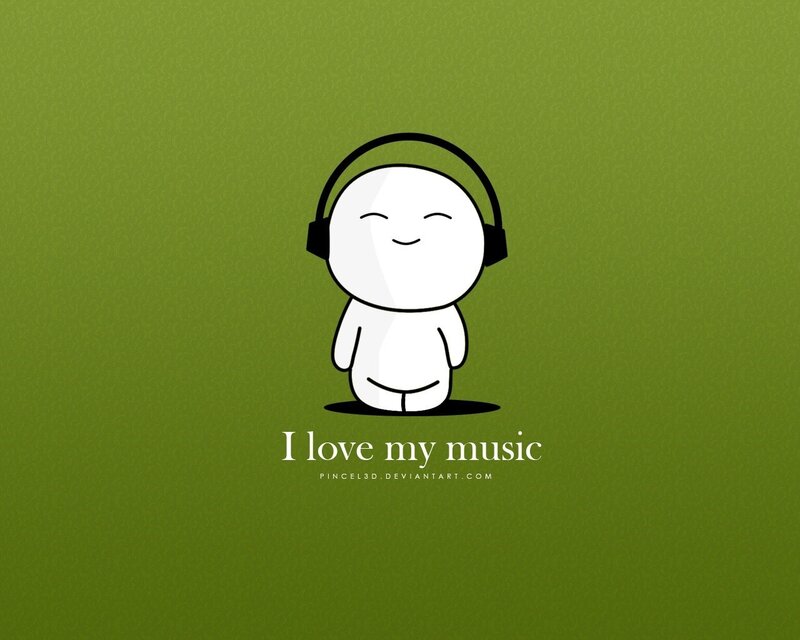 Cartoon Character with Headphones — Green