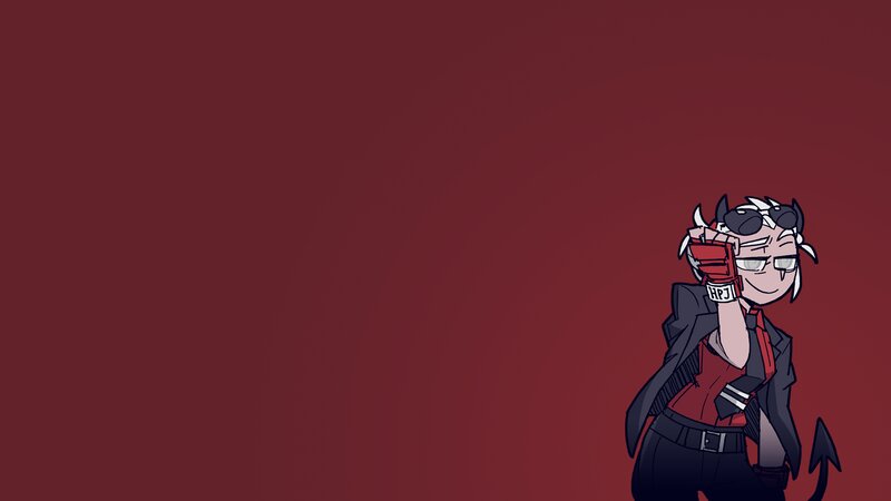 Cartoon Character with Horns — Red