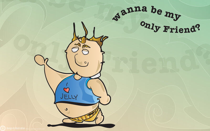 cartoon character with jelly shirt