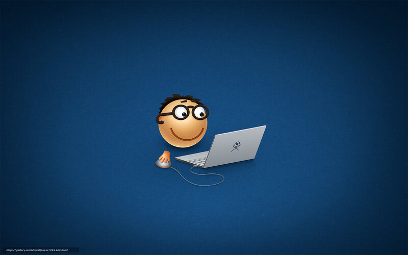 Cartoon Character with Laptop — Blue