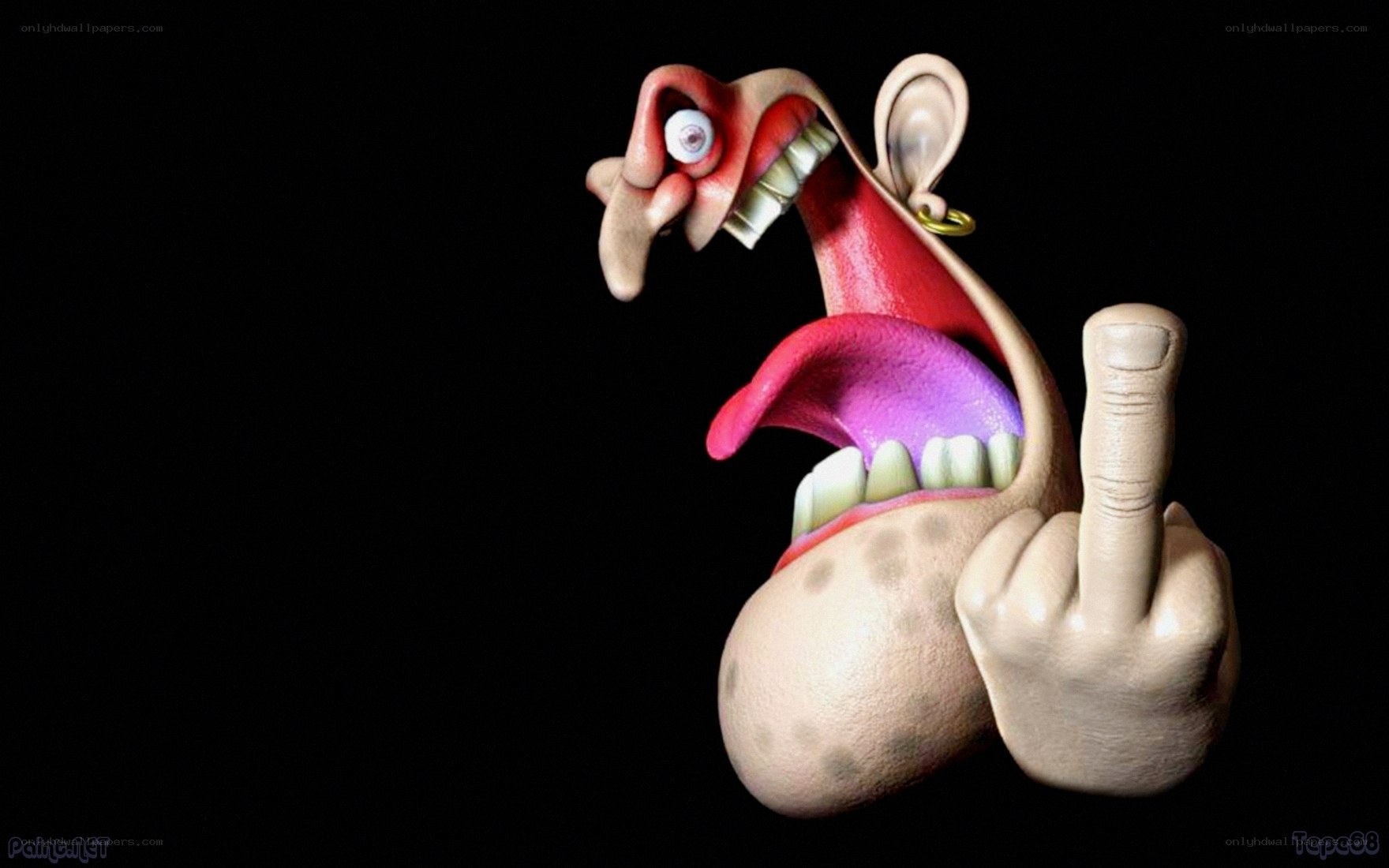 cartoon character with middle finger