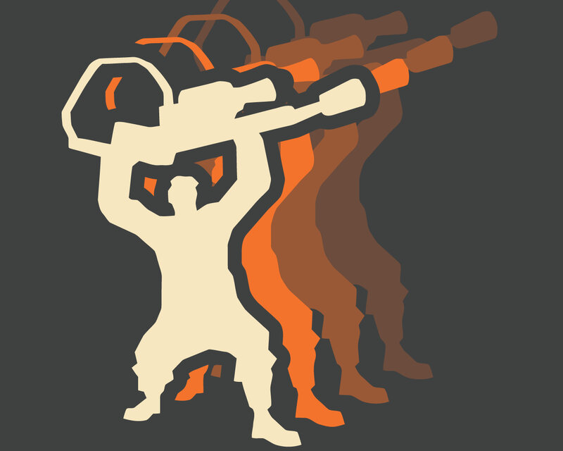 cartoon character with orange accents