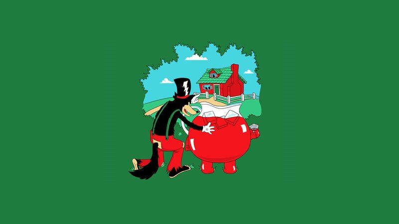 Cartoon Character with Pig