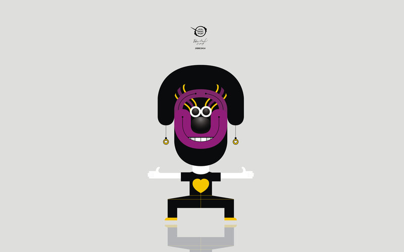 Cartoon Character with Purple Face
