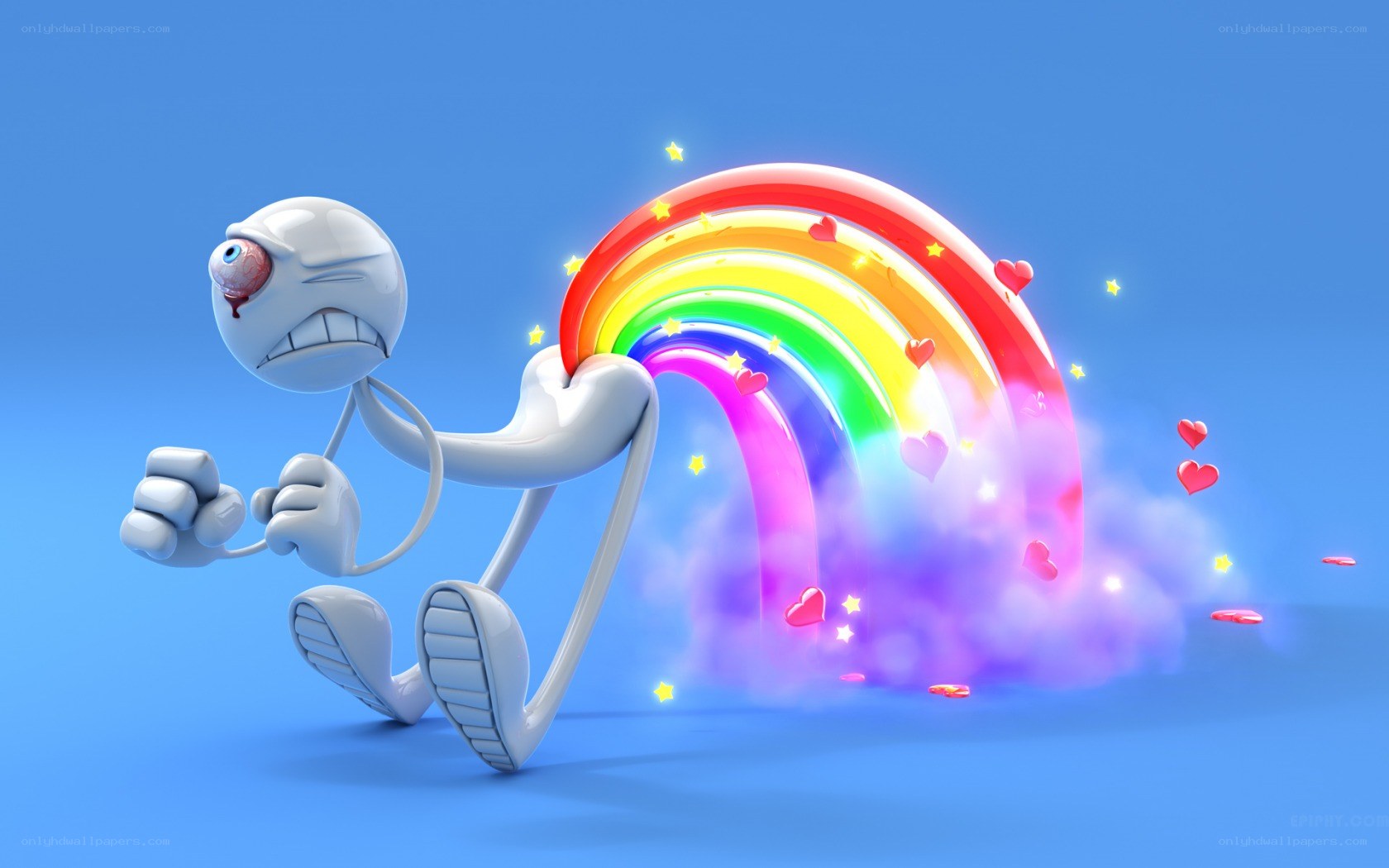 cartoon character with rainbow