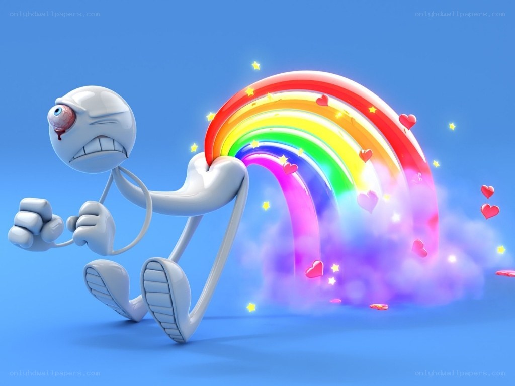 cartoon character with rainbow fart