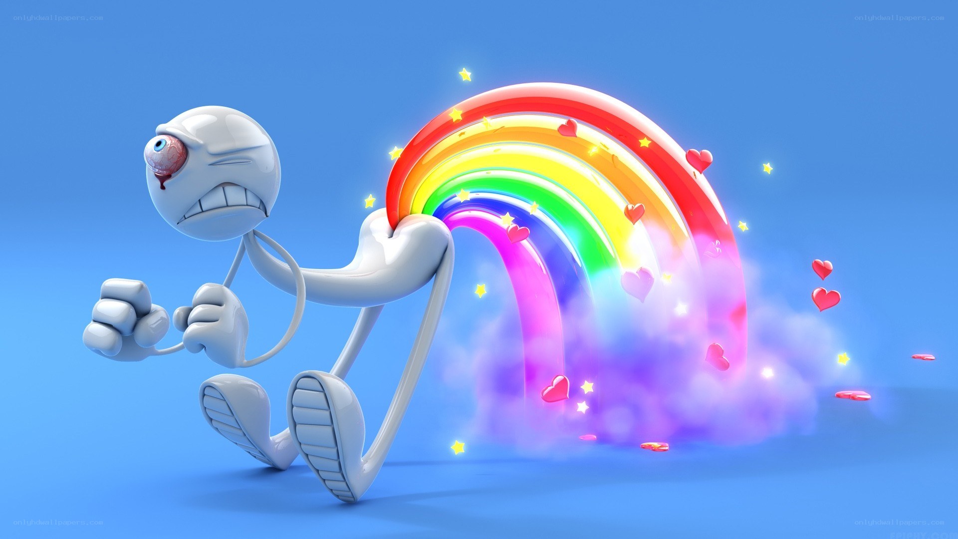 cartoon character with rainbow tail