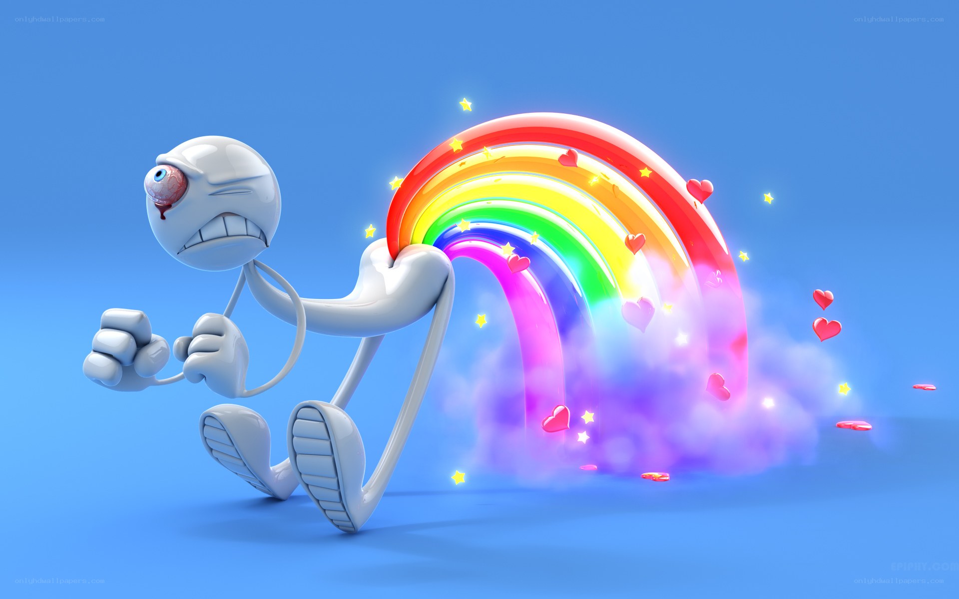 cartoon character with rainbow tail
