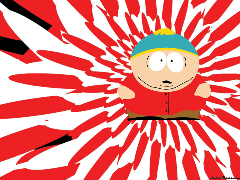 Cartoon character with red background