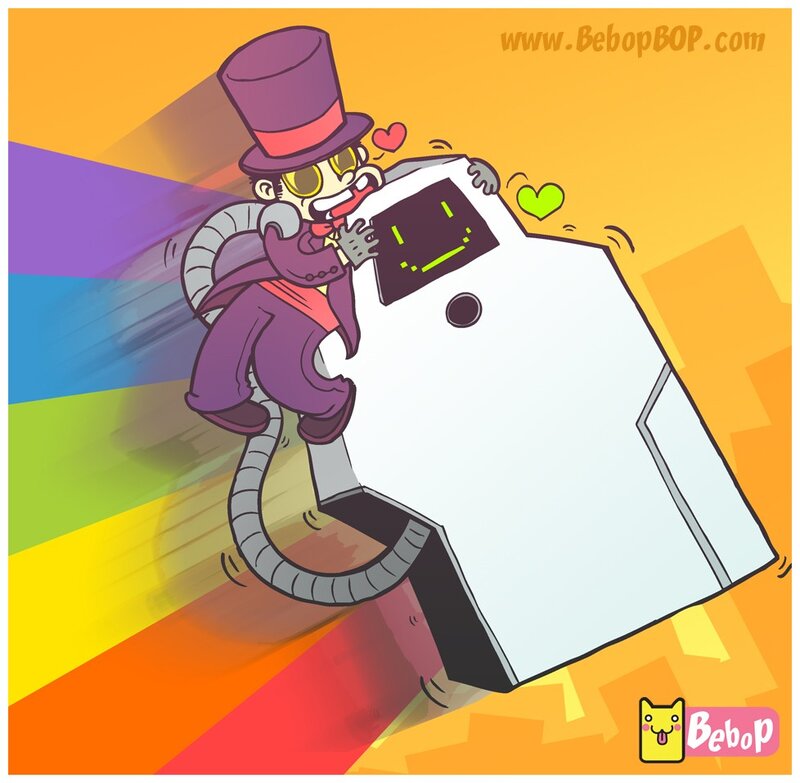 cartoon character with robot