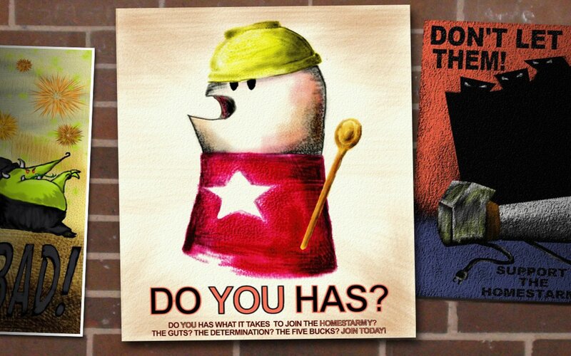 Cartoon Character with Spoon — Red