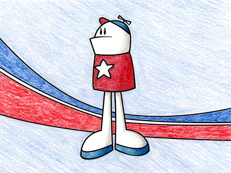 cartoon character with star