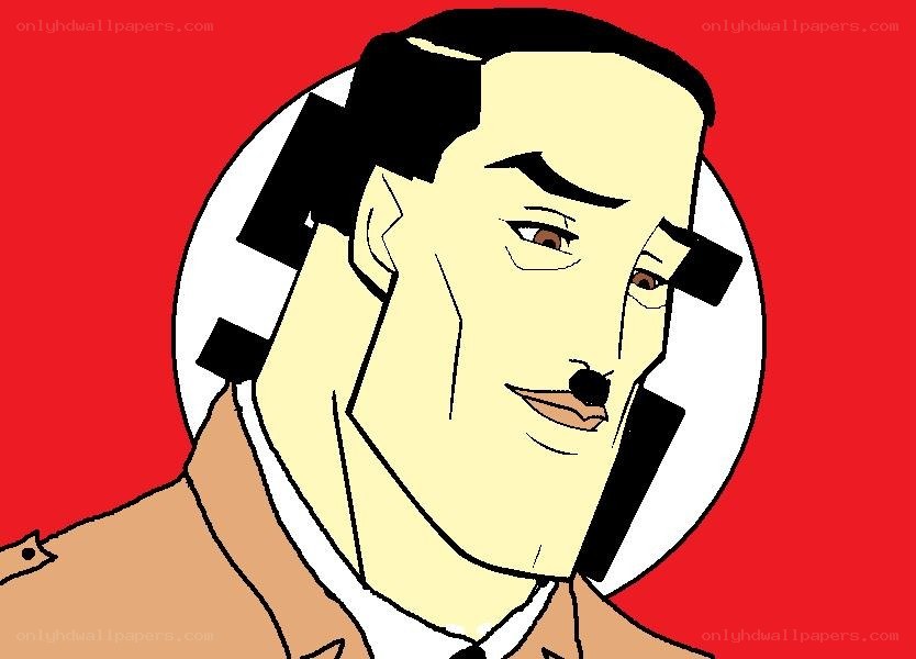 cartoon character with swastika symbol