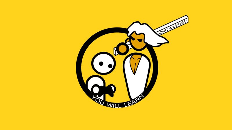 Cartoon Character with Sword — Yellow