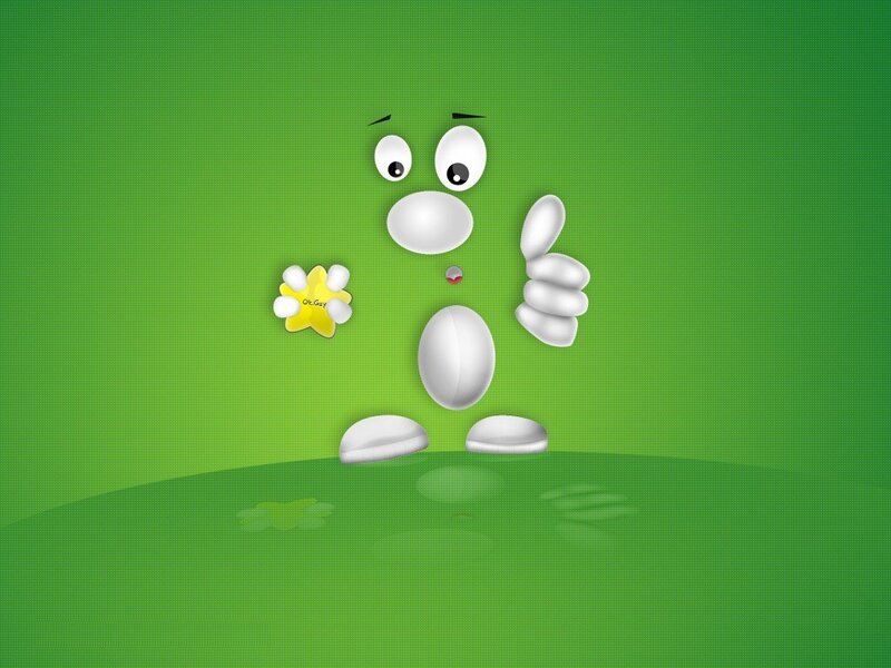 cartoon character with thumbs up
