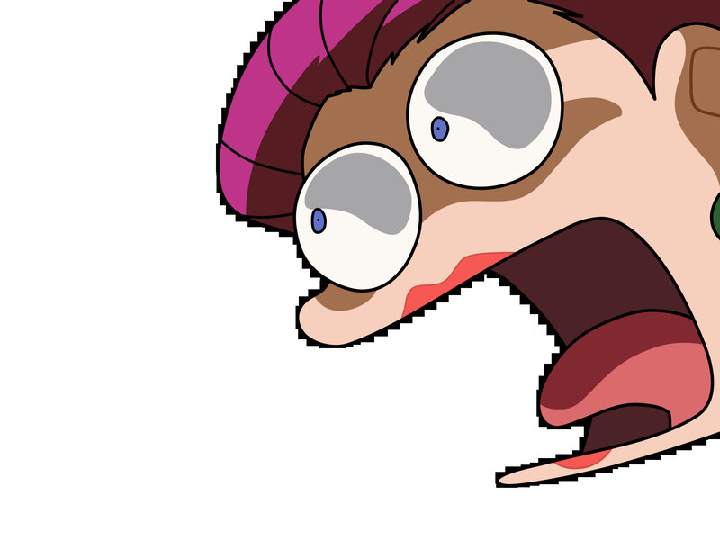 cartoon character with wide eyes