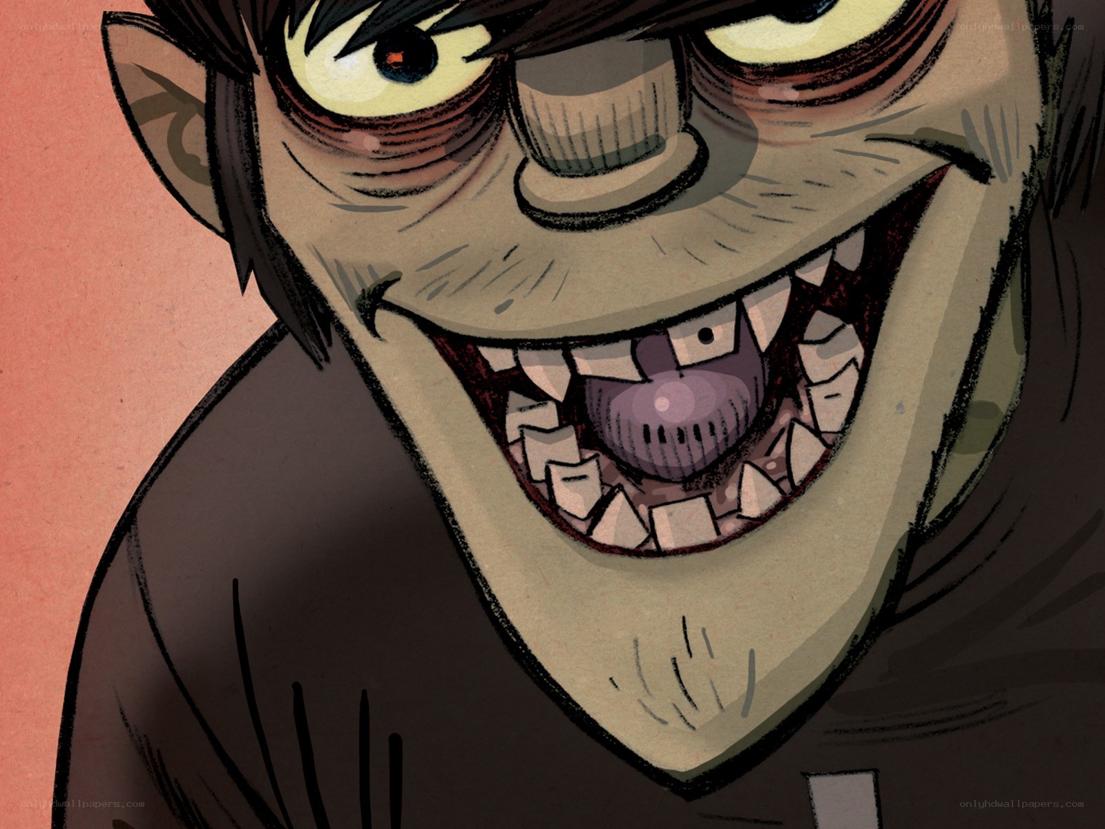 cartoon character with wide grin