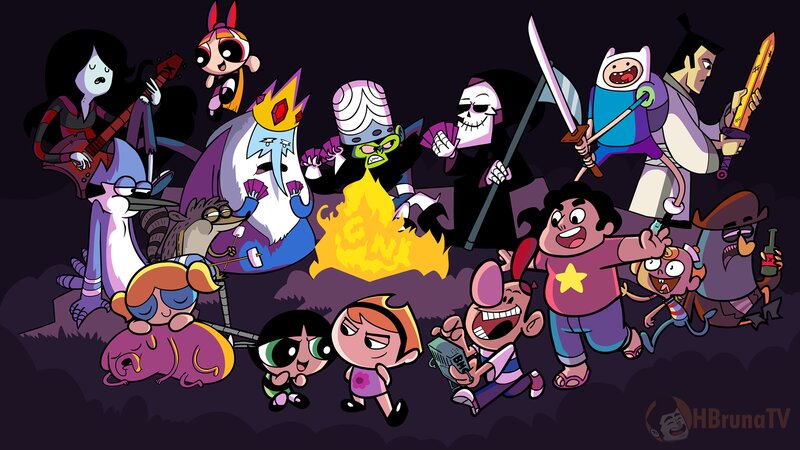 Cartoon Characters Around Fire