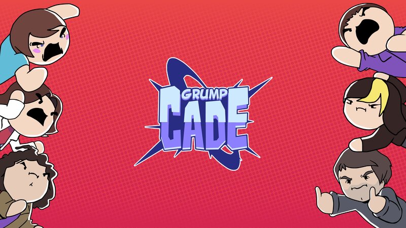 Cartoon Characters Around Logo — Red, Energetic, Digital Art