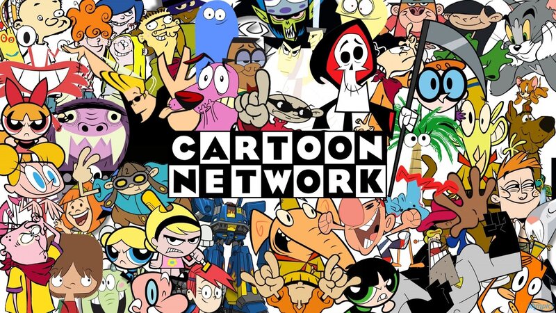 Cartoon Characters Collage — Black, Chaotic, Illustration