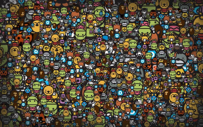 Cartoon Characters Collage — Black, Chaotic