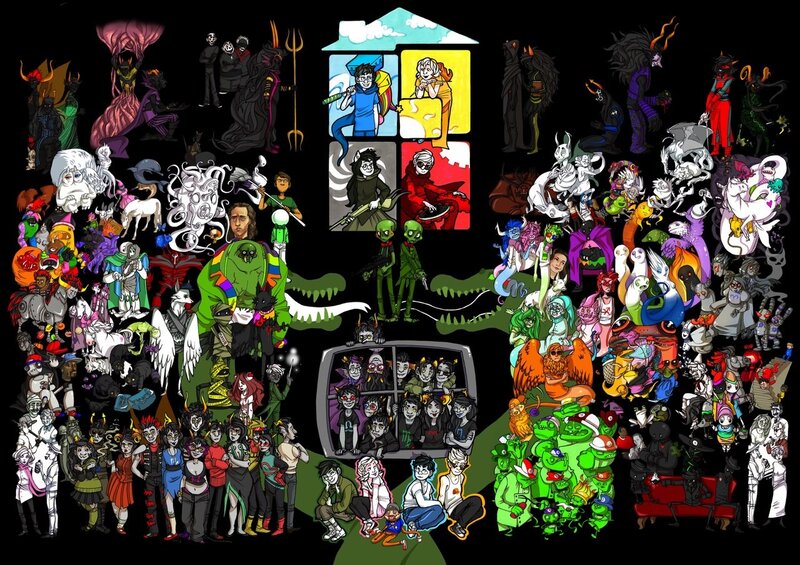 Cartoon Characters Collage — Black