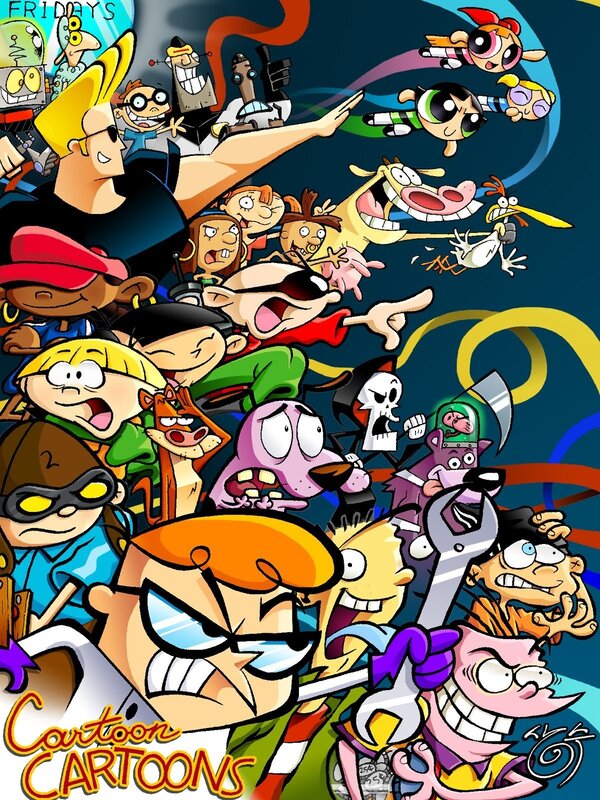 Cartoon Characters Collage — Blue, Chaotic