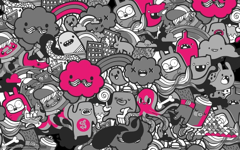 Cartoon Characters Collage — Gray