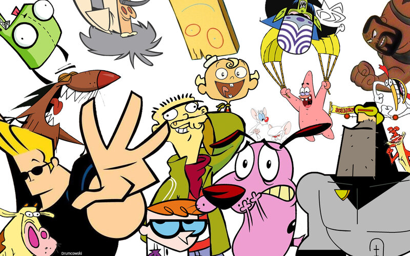 Cartoon Characters Collage — Pink, Chaotic