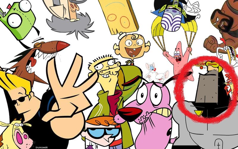 Cartoon Characters Collage — White, Chaotic, Illustration