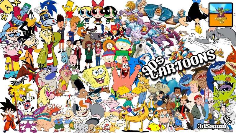 Cartoon Characters Collage — White, Chaotic