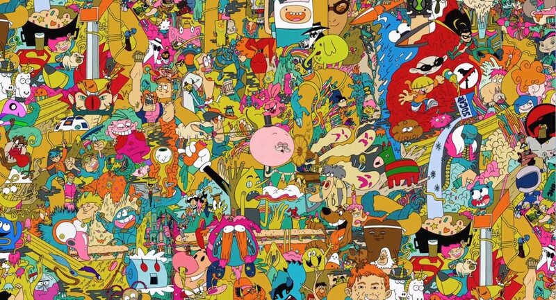 Cartoon Characters Collage — Yellow, Chaotic, Illustration, Animation