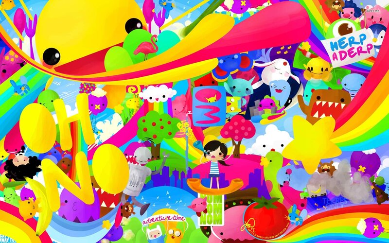 Cartoon Characters Collage — Yellow, Playful