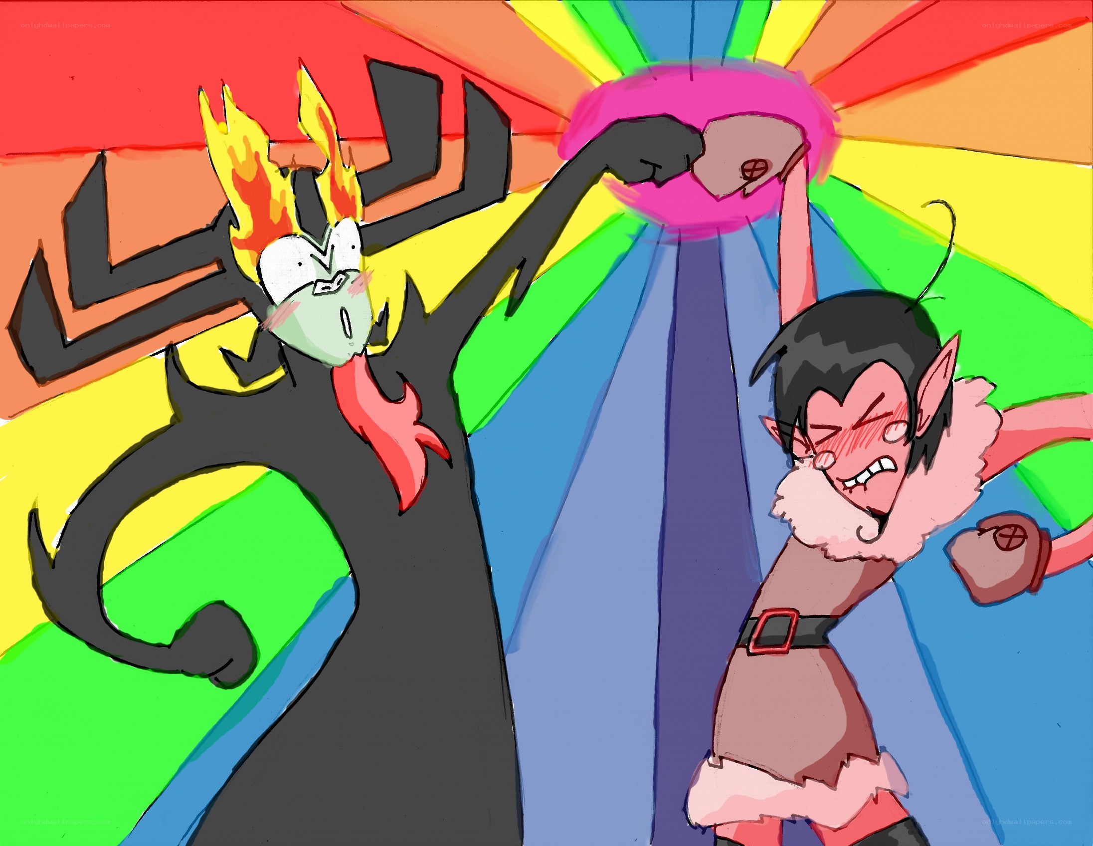 Cartoon characters fighting