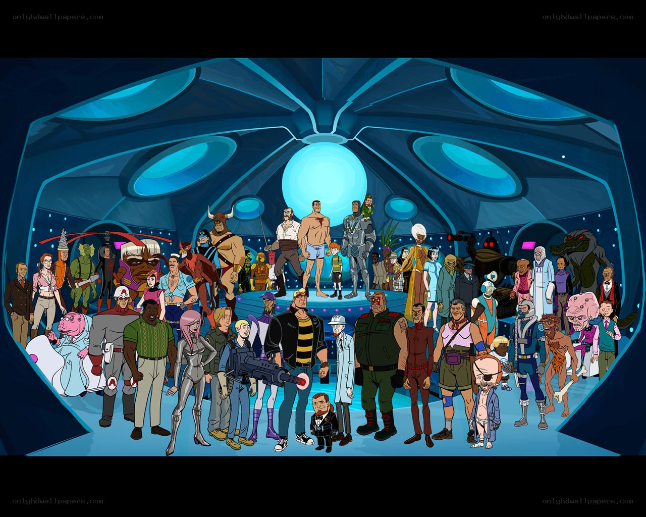 Cartoon characters group portrait