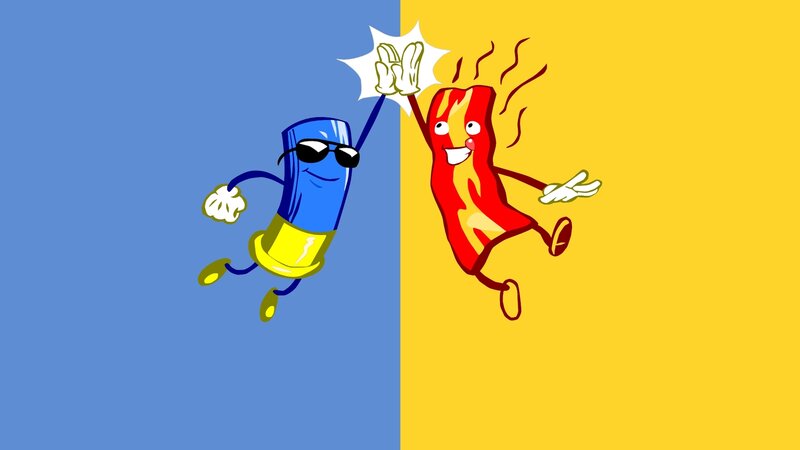 cartoon characters high-fiving