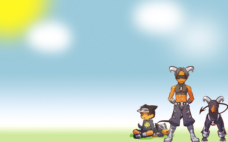 cartoon characters in a field