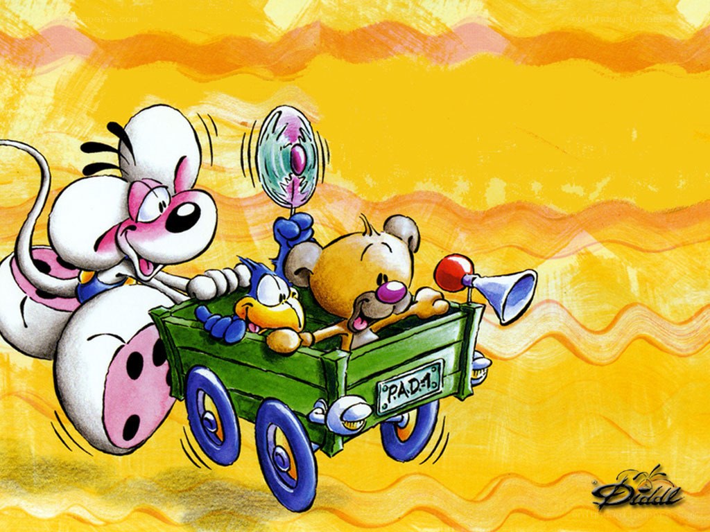 cartoon characters in a wagon