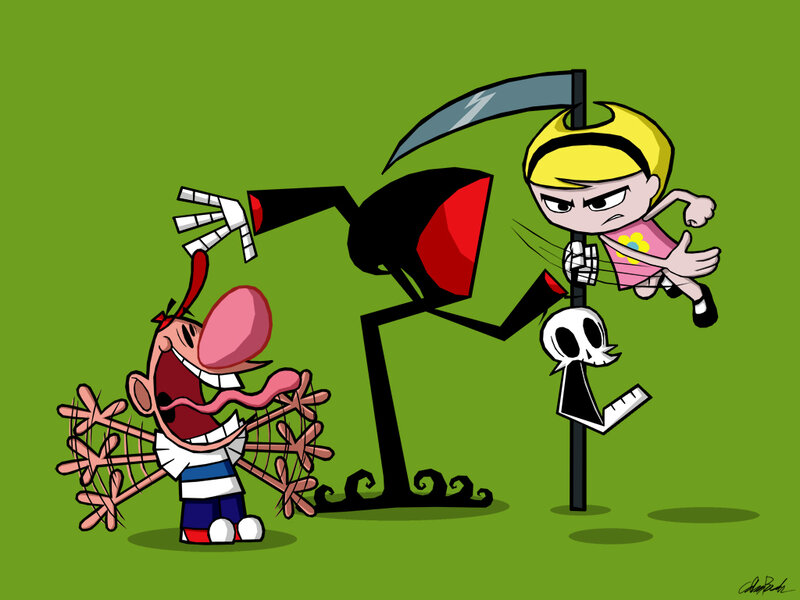Cartoon characters in action