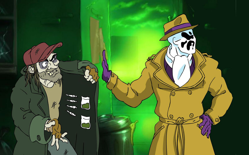 Cartoon characters in alley