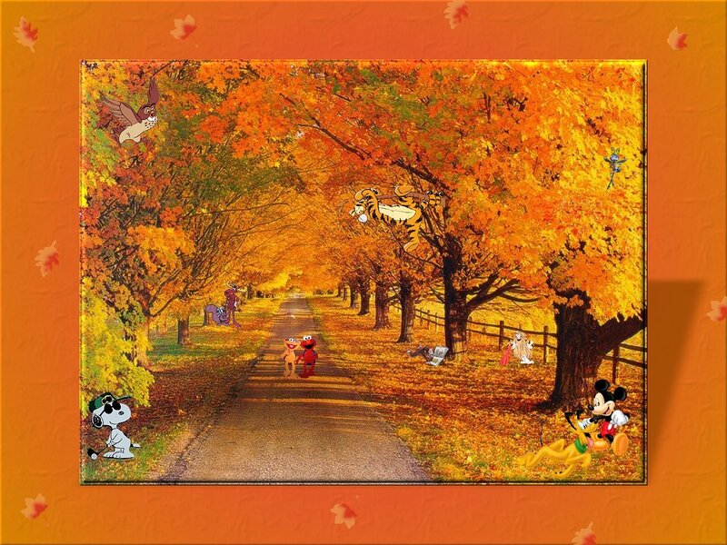Cartoon Characters in Autumn